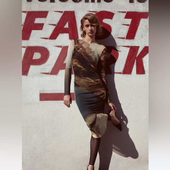 ZARA PRINT DRESS WITH TULLE - Picture 3 of 9